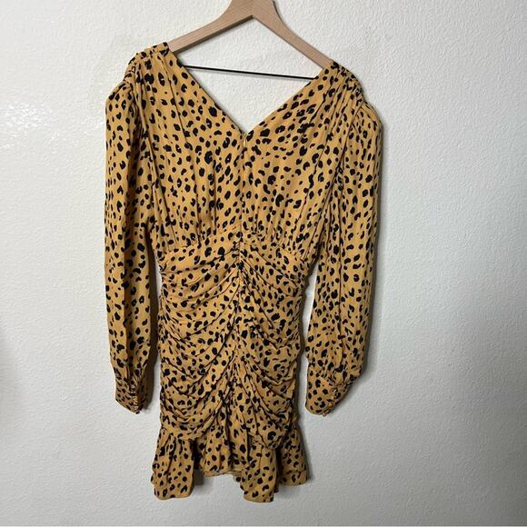 Nicholas Gathered Frill Silk Dress Ruffle Mini Cheetah Womens Size 10 - Picture 9 of 13